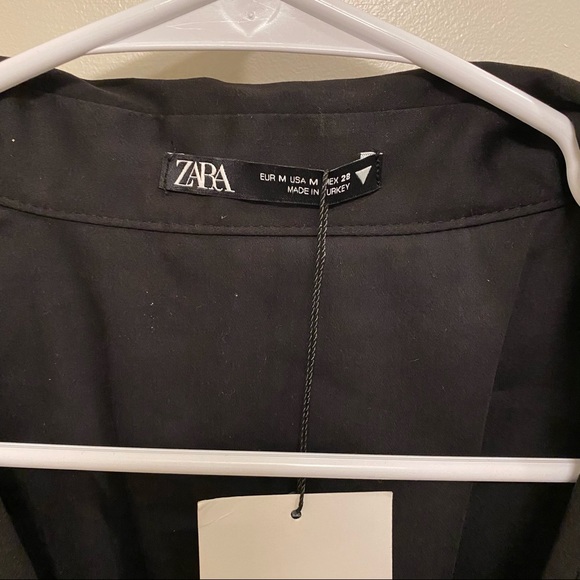 Zara Poplin Wrap Dress Black - Picture 8 of 9